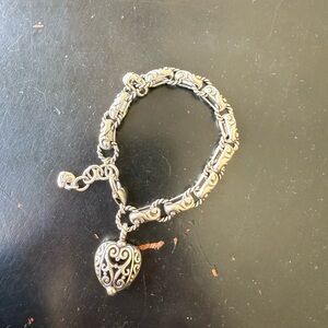 Elegant Silver Heart Charm Bracelet